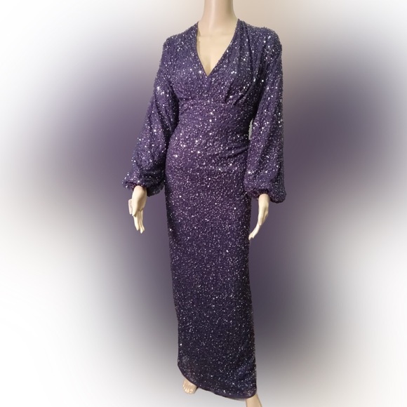 Mac Duggal Sequin Long Sleeve Tulle Gown - Picture 6 of 9